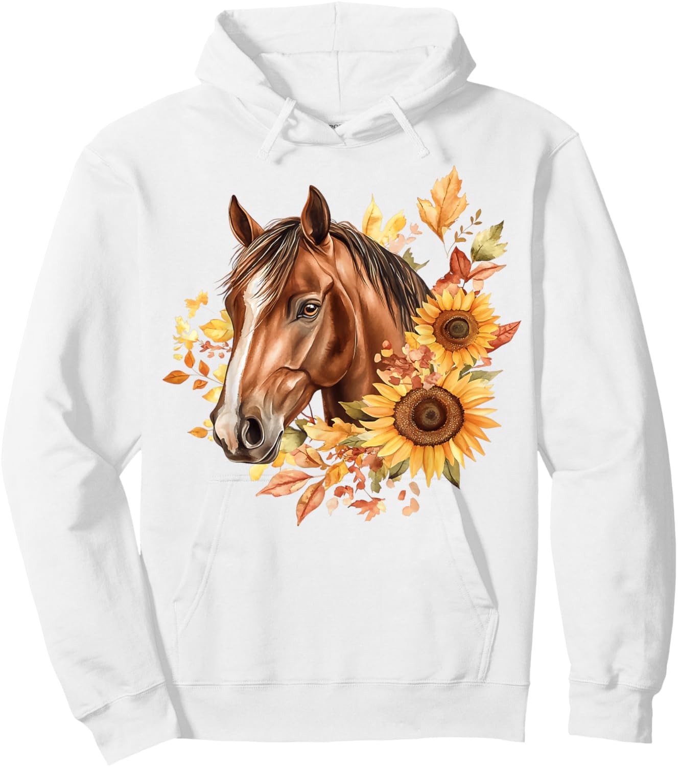 Floral Horse Portrait Sunflowers Horseback Riding Cowgirl Hoodie - Hoodie | White