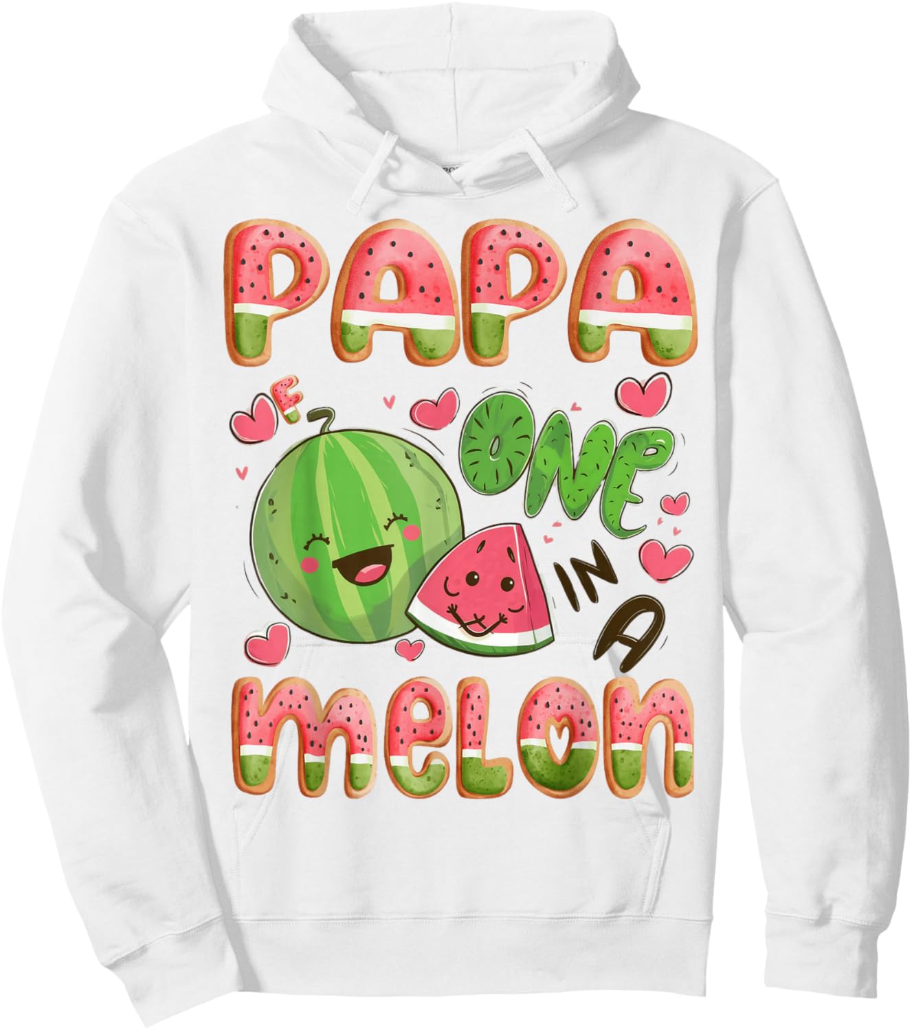 Papa Of One In A Melon 1St Birthday Watermelon Bday Party Hoodie - Hoodie | White
