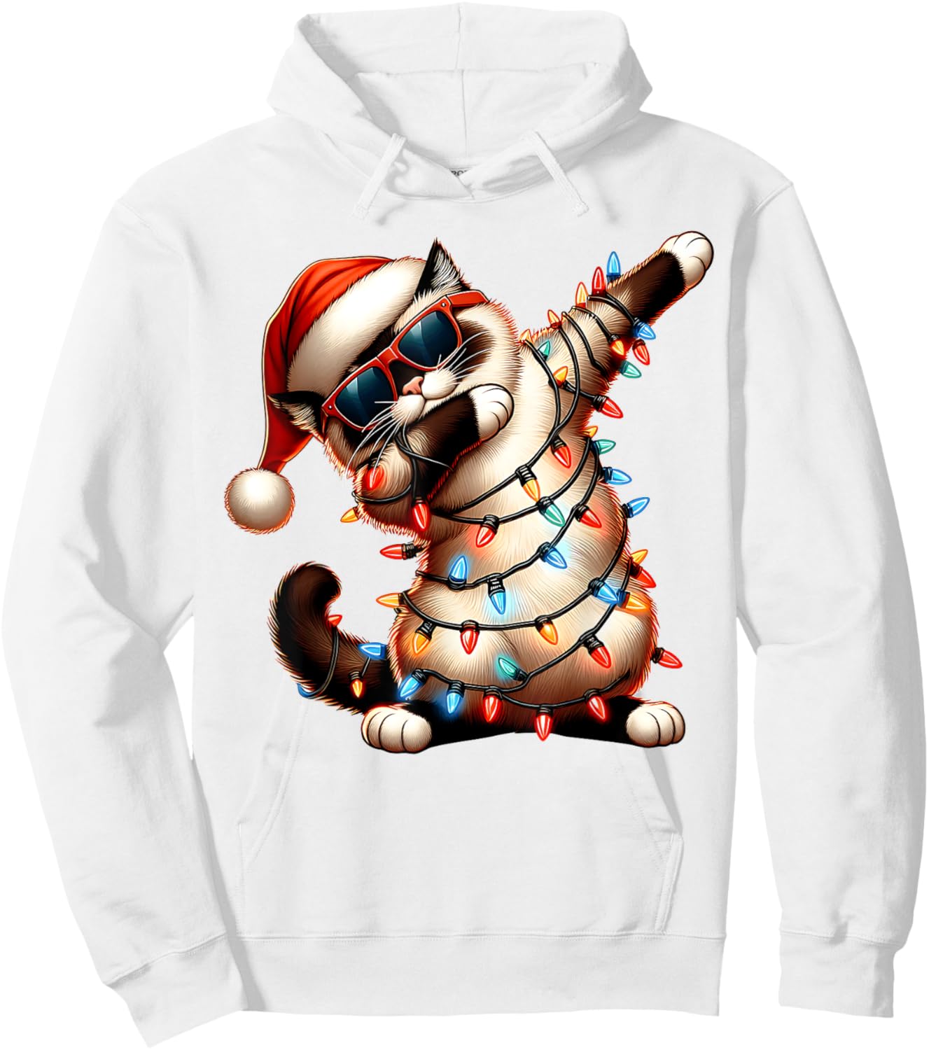 Dabbing Birman Cat Sunglasses Cute Christmas Xmas Hoodie - Hoodie | White