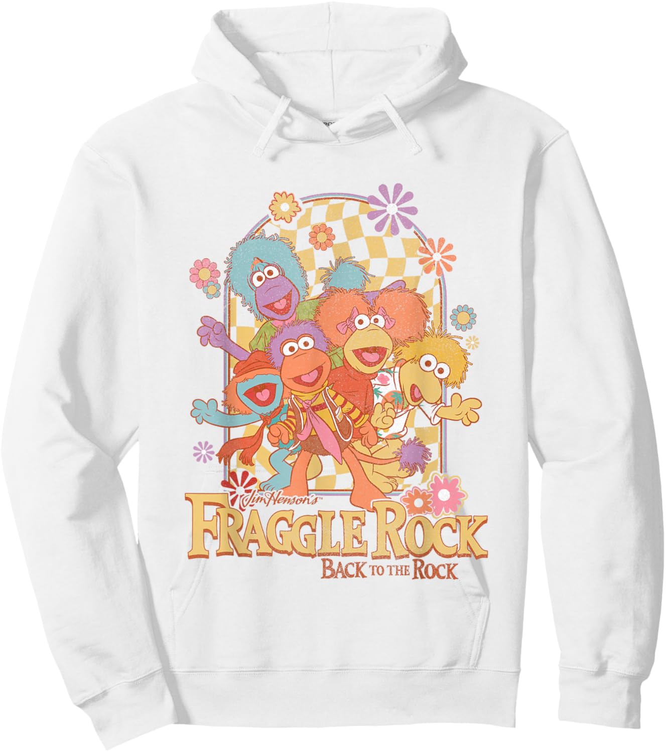 Fraggle Rock Back To The Rock Group Shot Vintage Chest Logo Hoodie - Hoodie | White