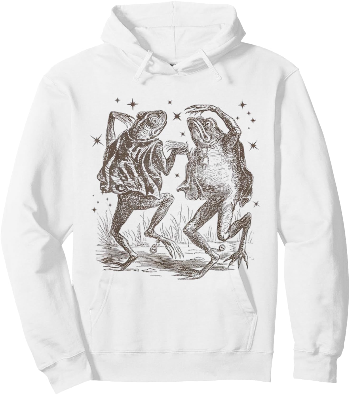 Dancing Frog Stars Vintage 90s Tattoo Style Hoodie - Hoodie | White