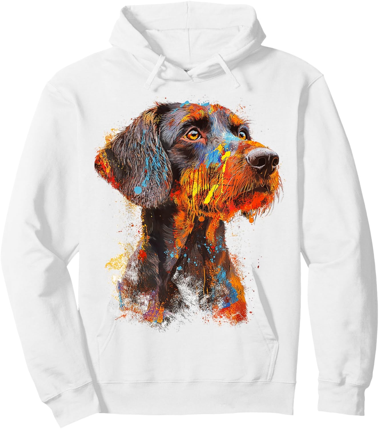 German Wirehaired Pointer Dog Motif Pet Artwork Hoodie - Hoodie | White