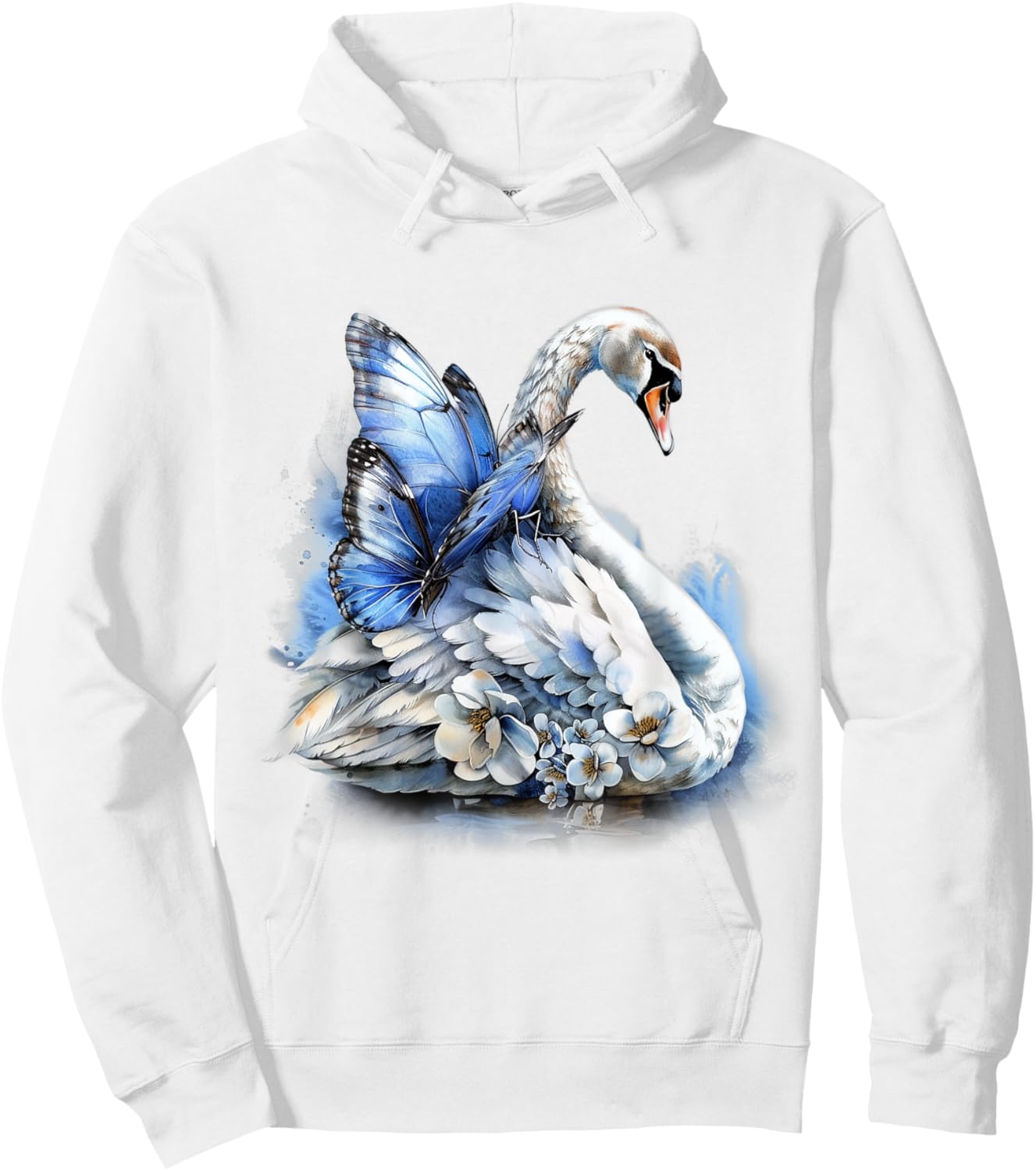 Beautiful Butterfly and Swan, Butterfly With Brilliant Wings Hoodie - Hoodie | White