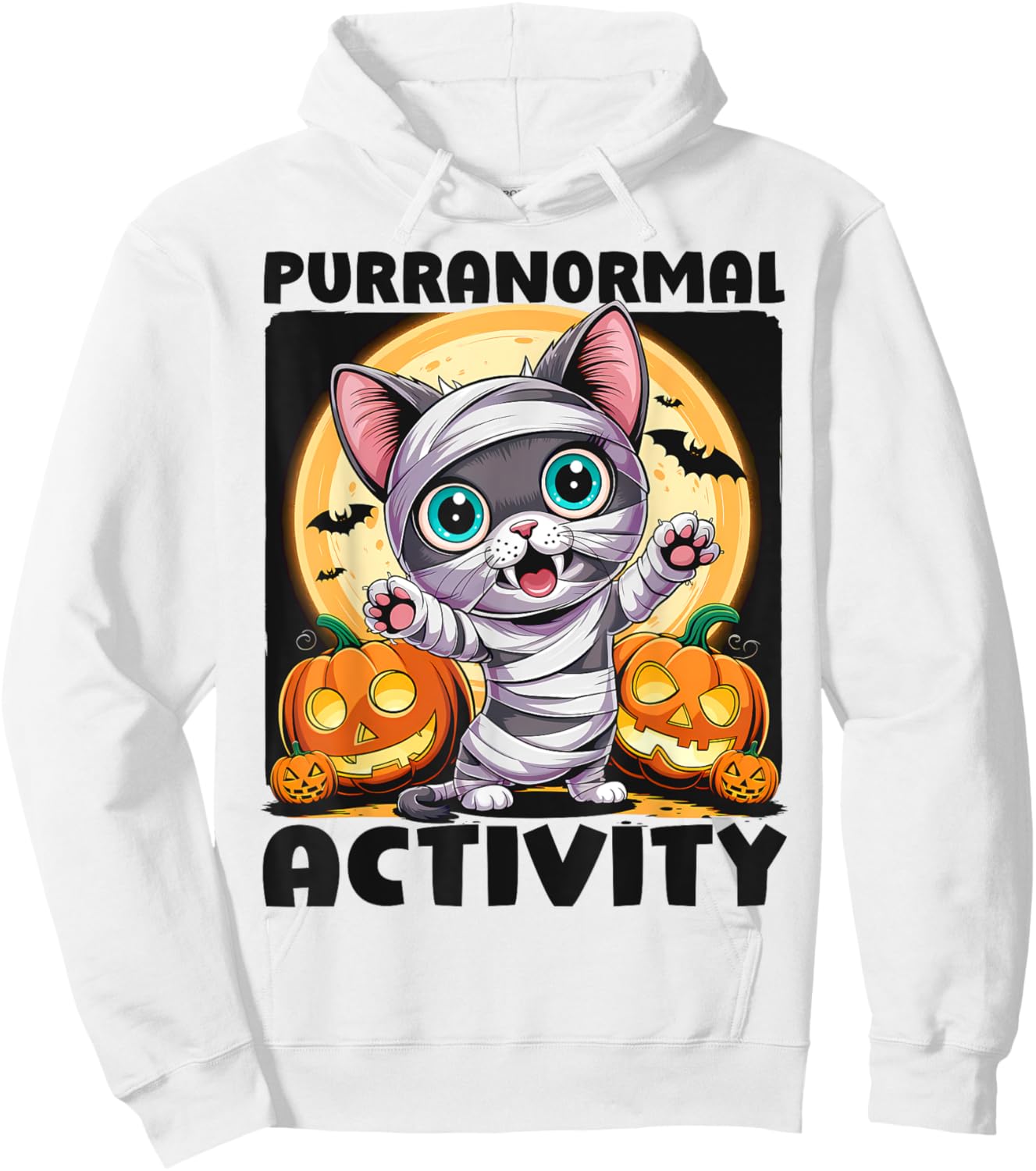 Cute Halloween Cat Mummy Hoodie - Hoodie | White