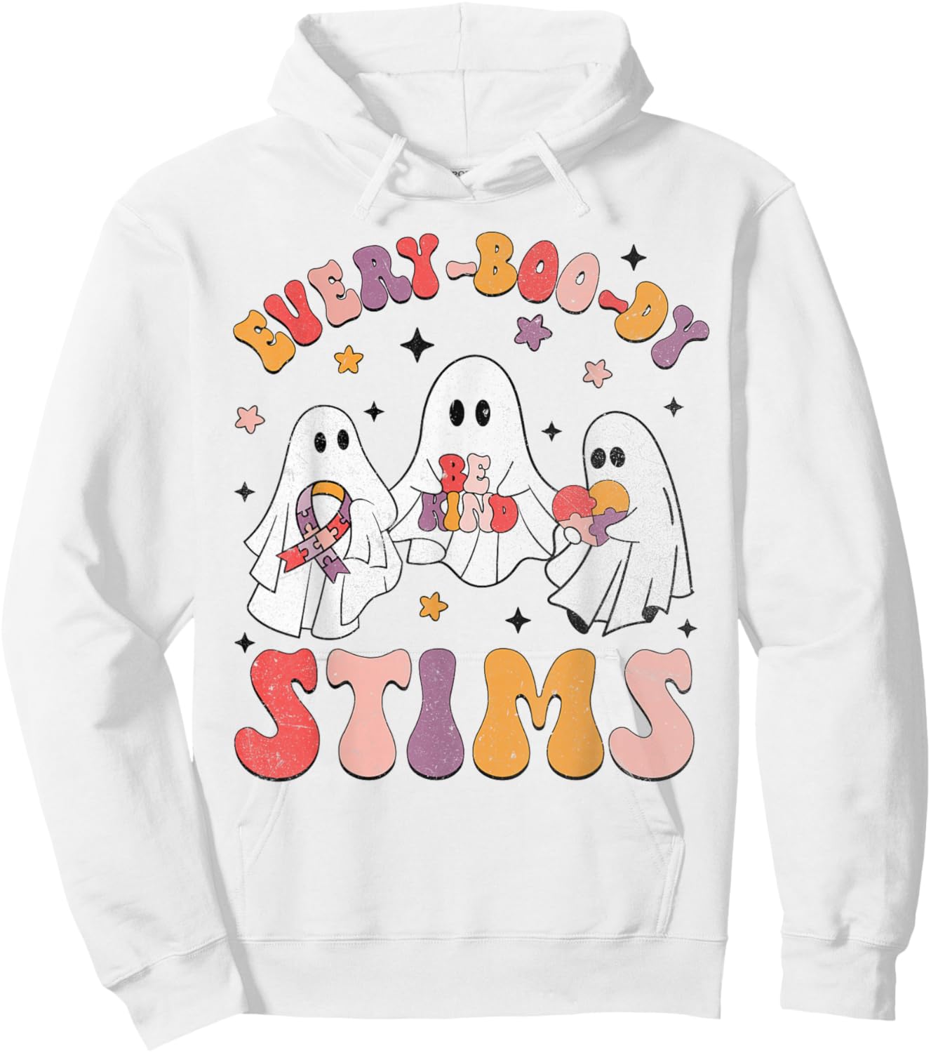 Every-Boo-Dy Stims Funny Autism Ghost Halloween Sped Teacher Hoodie - Hoodie | White