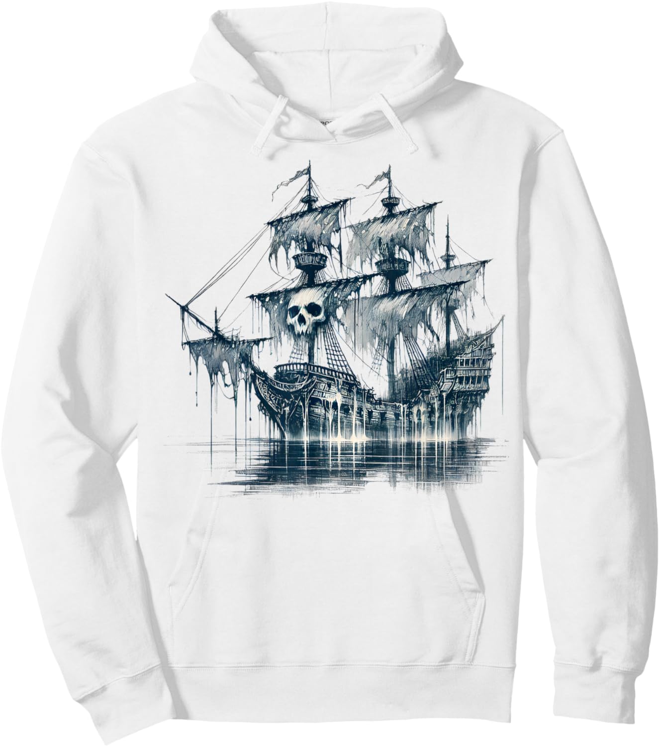 Cool Ghost Ship with Skull Argh Pirate Hoodie - Hoodie | White