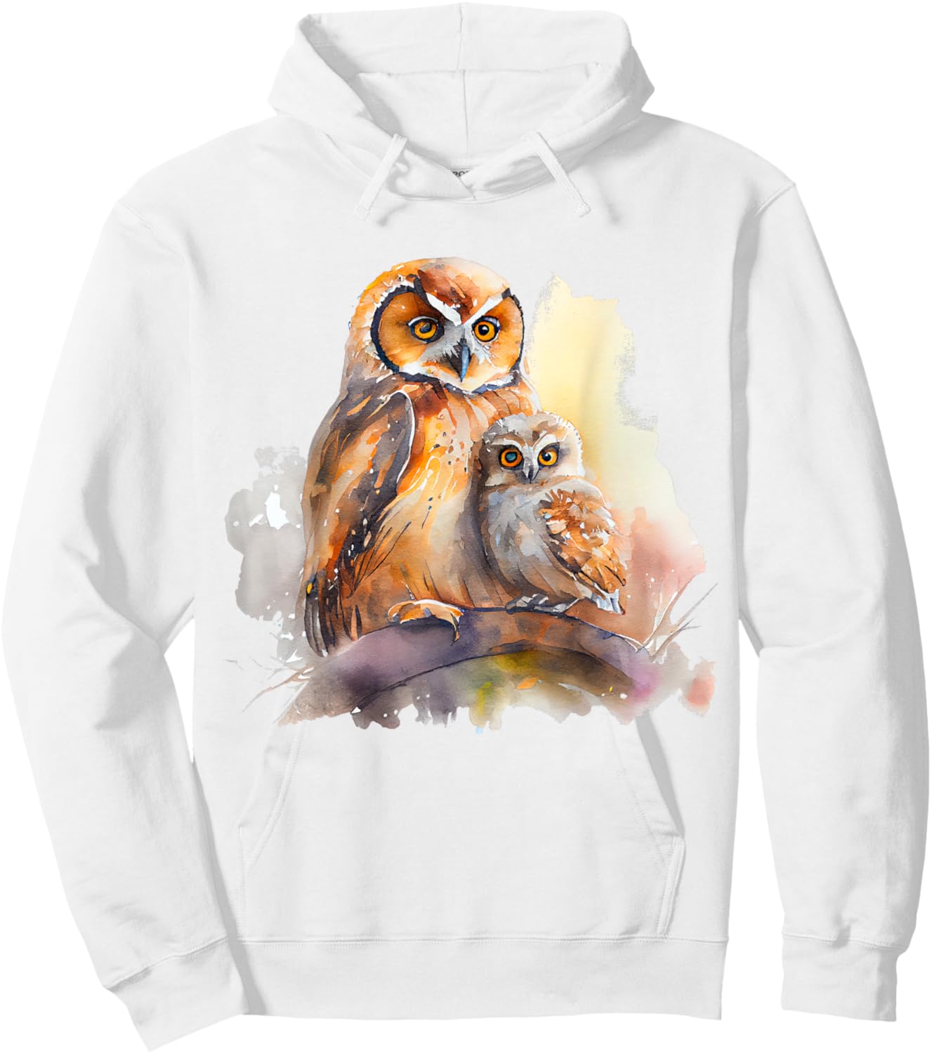 Watercolor Owl Pair Parent Child Nature Art Hoodie - Hoodie | White