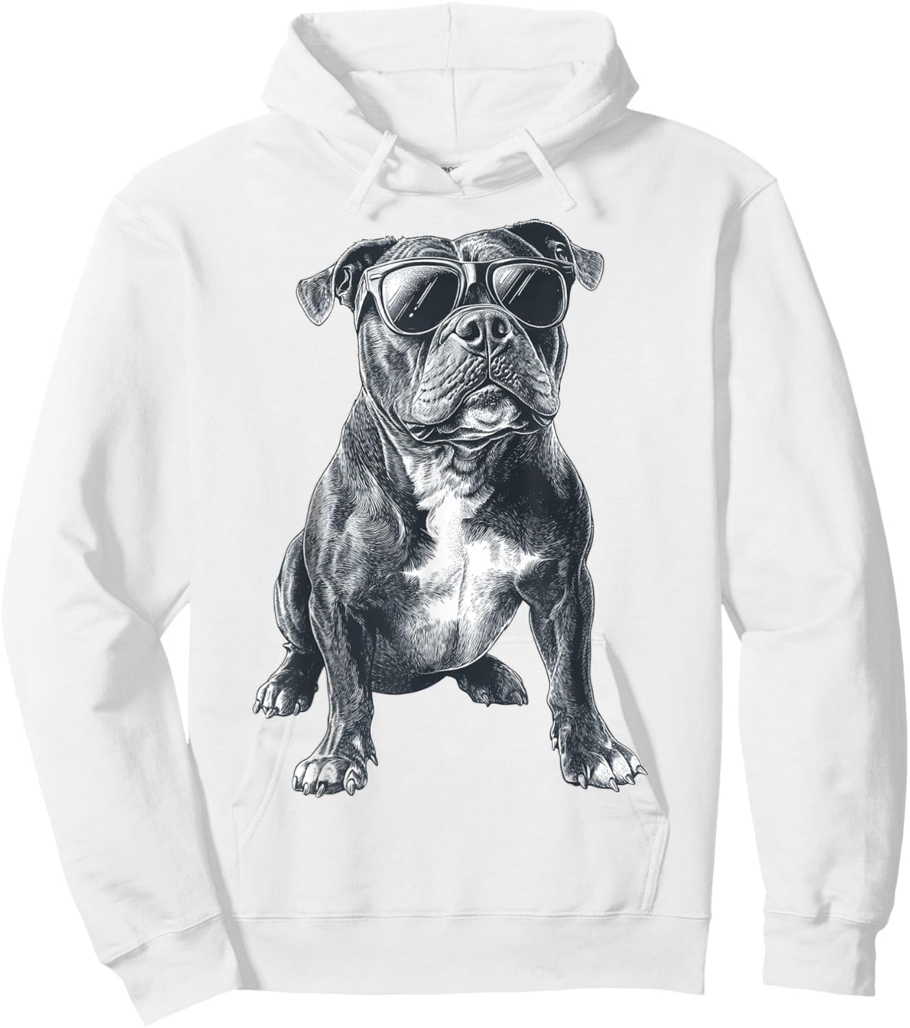 American Bully Dog Motif Pet Illustration American Bully Hoodie - Hoodie | White