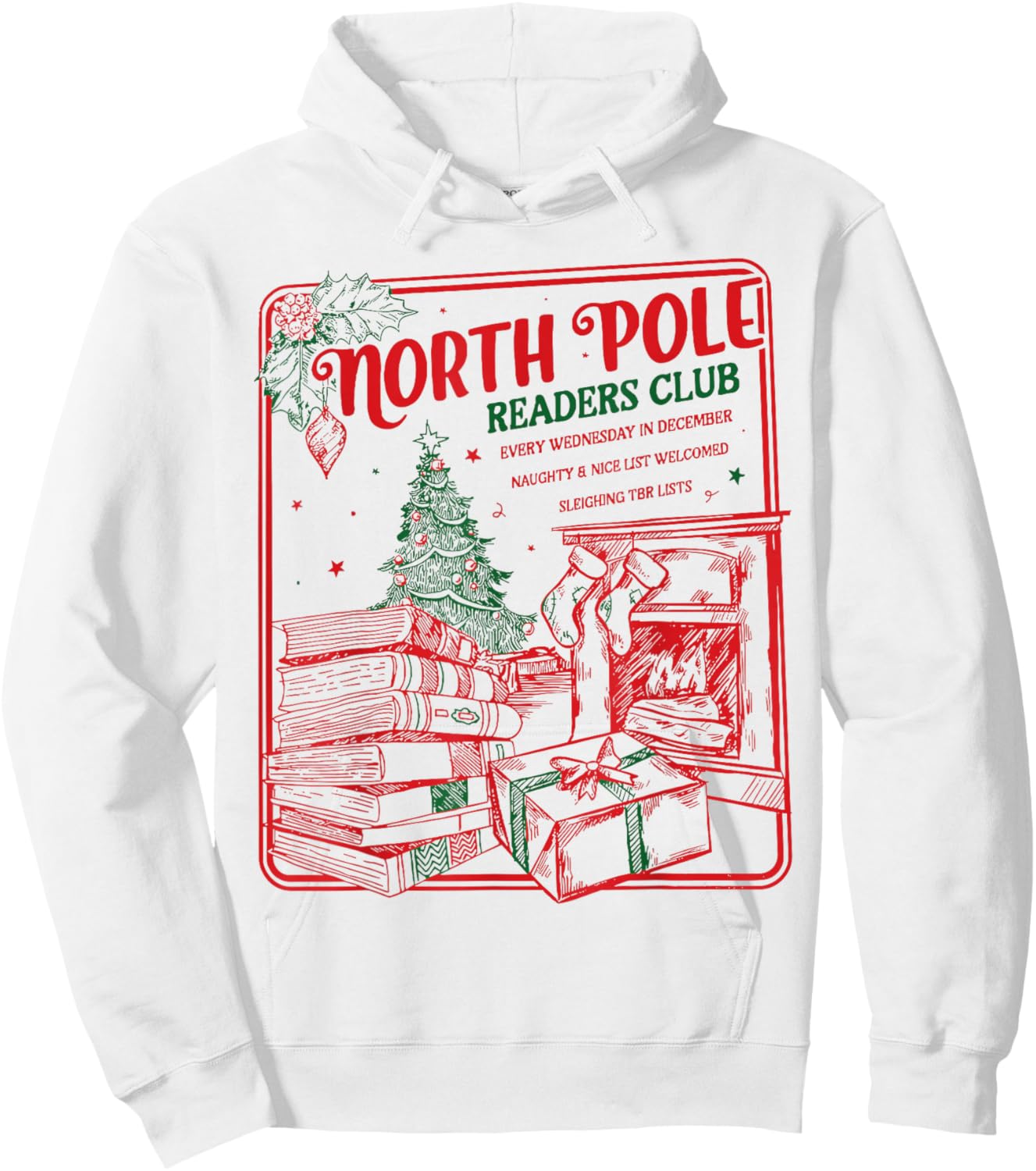 North Pole Readers Club Santa Teacher Xmas Christmas Hoodie - Hoodie | White