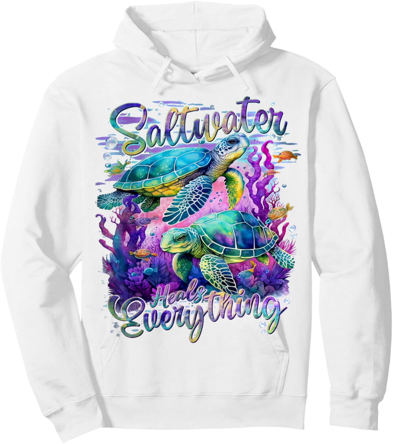 Saltwater Heals Everything Sea Turtle Hoodie - Hoodie | White