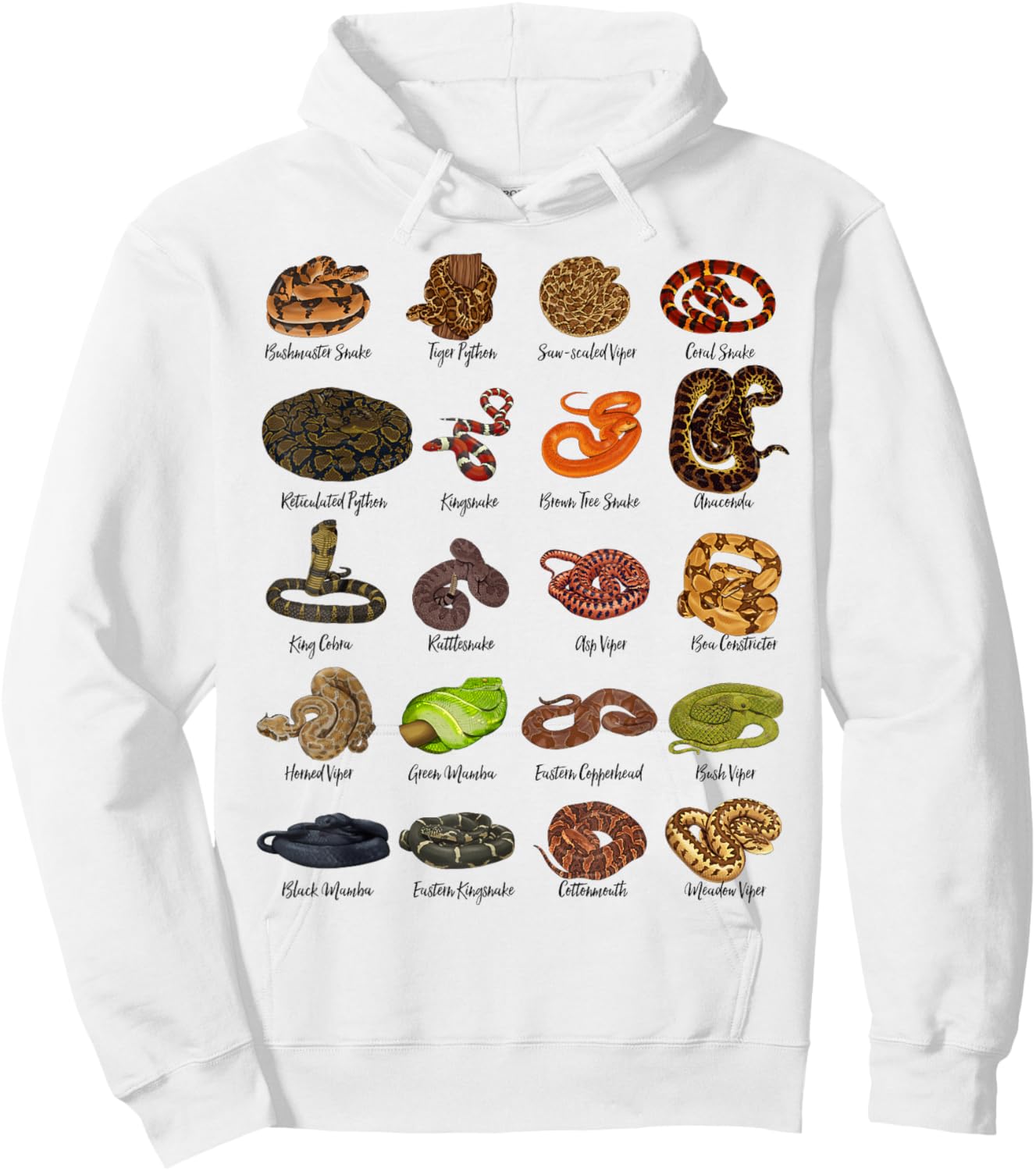 Snake drawings - many snakes Hoodie - Hoodie | White