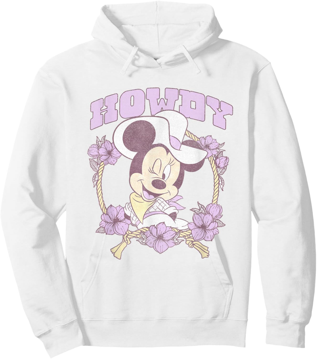 Disney Minnie Mouse Cute Cowgirl Minnie Vintage Big Logo Hoodie - Hoodie | White