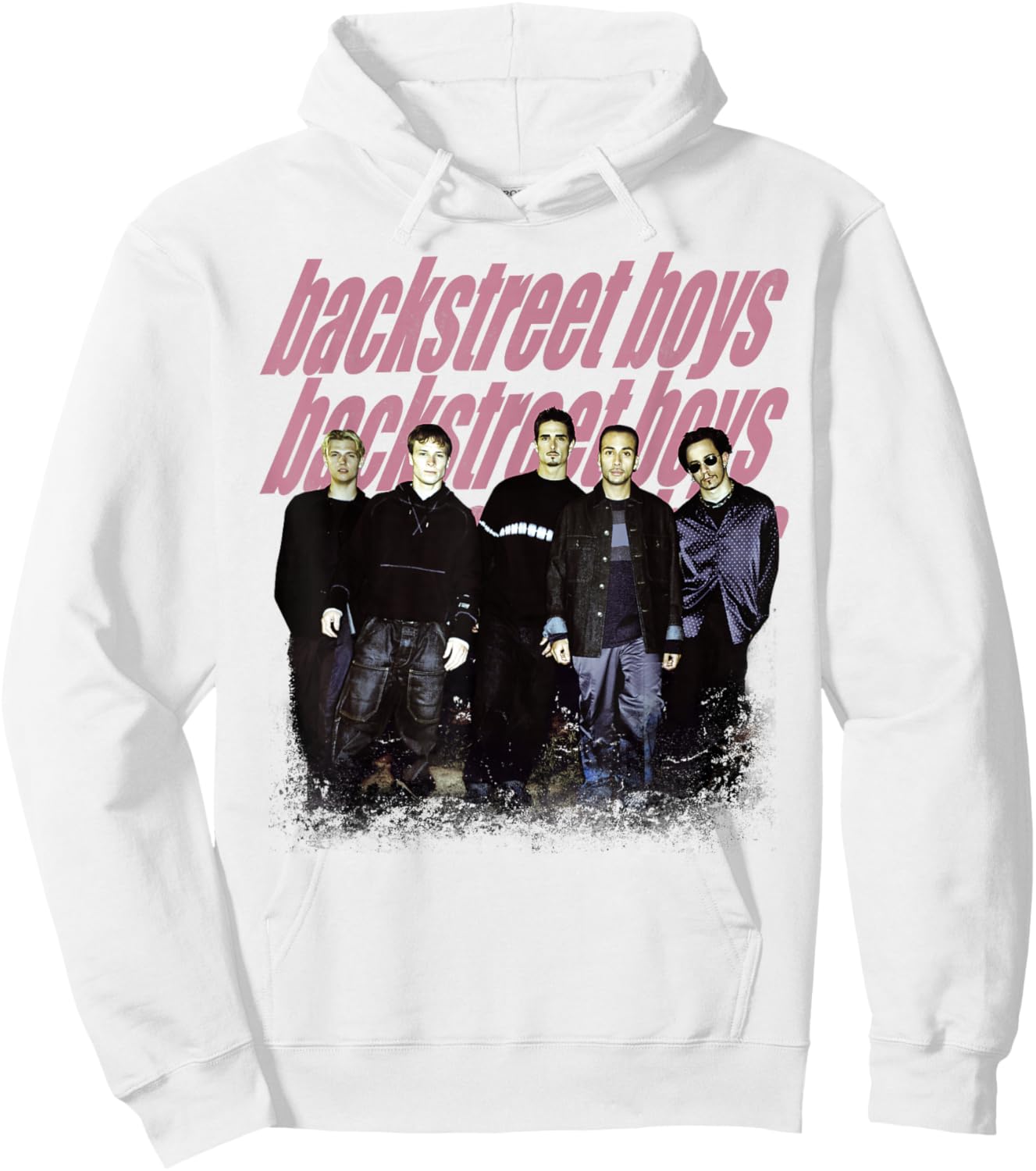 Backstreet Boys – Group Photo Repeat Logo Heather Grey Hoodie - Hoodie | White