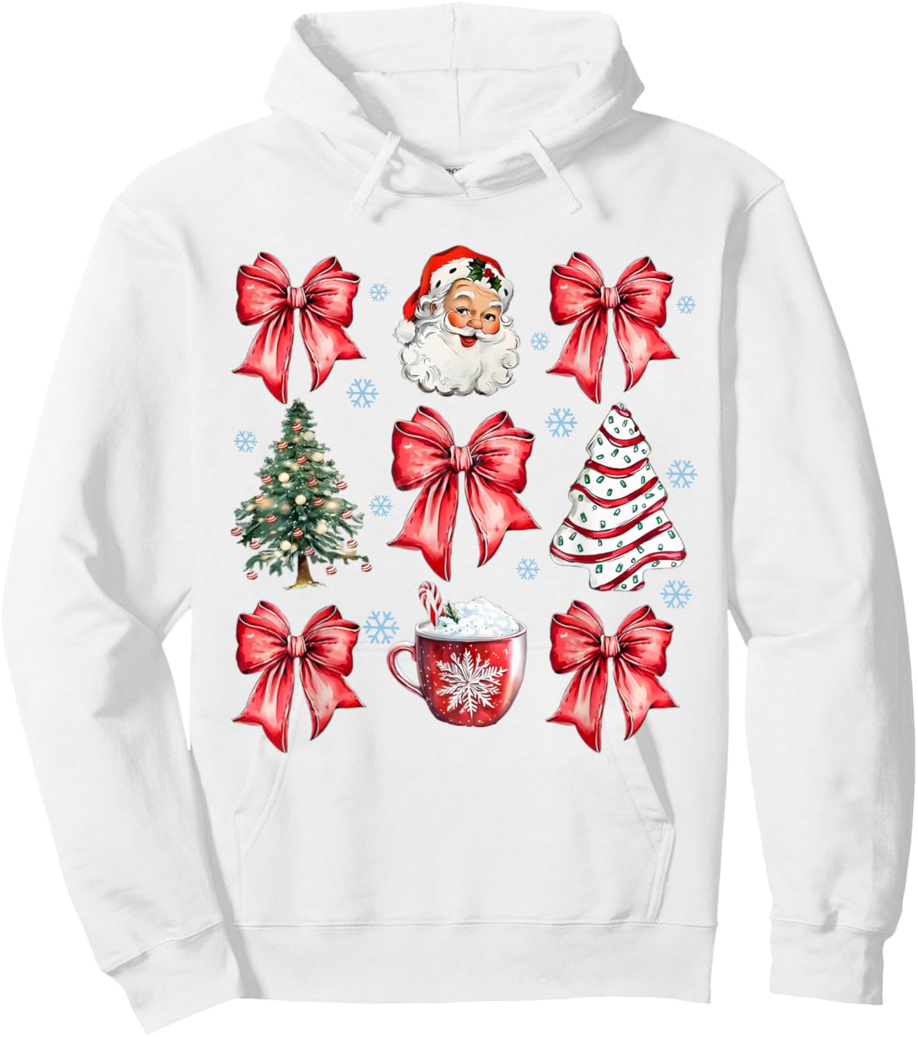 Red Coquette Christmas Vintage Santa Xmas Tree Cake Party Hoodie - Hoodie | White