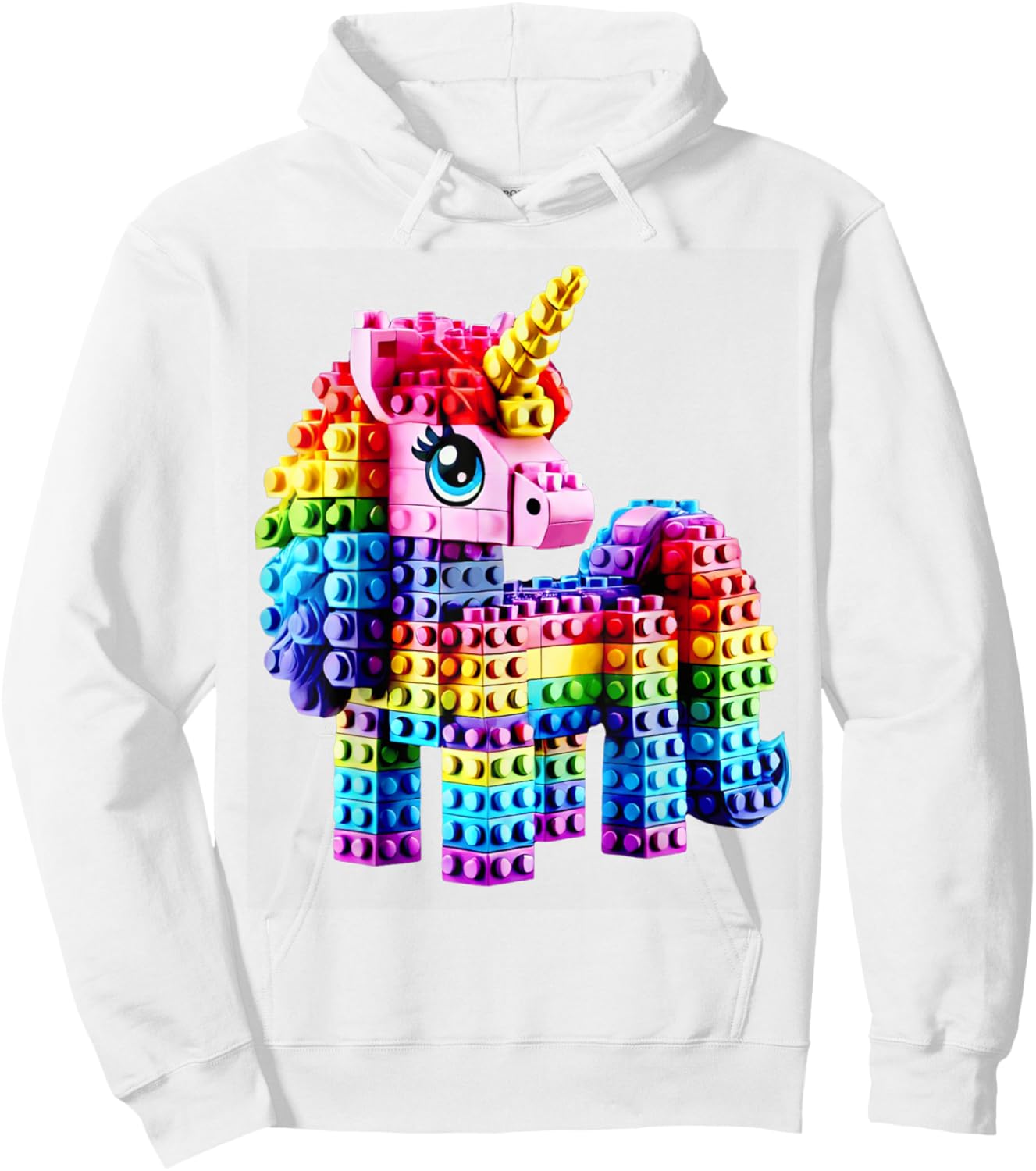 Colorful Unicorn Master Builder Funny Building Blocks Bricks Hoodie - Hoodie | White