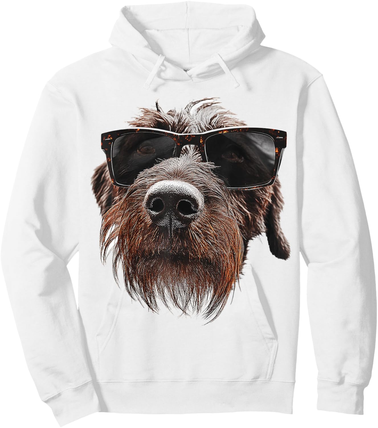 German Wirehaired Pointer Dog Graphic Pet Illustration Hoodie - Hoodie | White