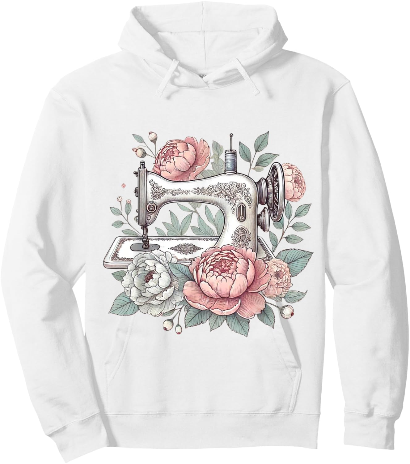 Flowers Sewing Machine Craft Seamstress Vintage Sewing Hoodie - Hoodie | White