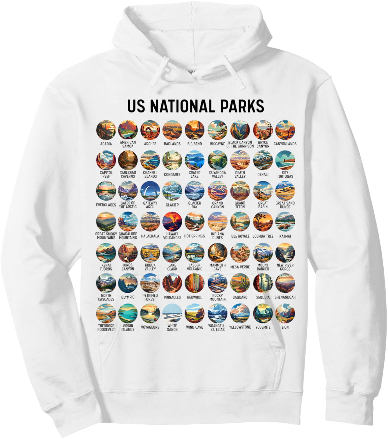 All US National Park Checklist Bucket List Of National Parks Hoodie - Hoodie | White