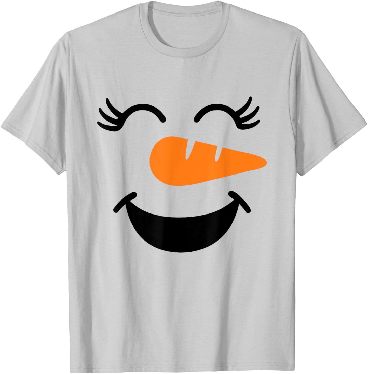 Snowman Girl Face Funny Christmas Family Matching Christmas T-Shirt - T-Shirt | Ash