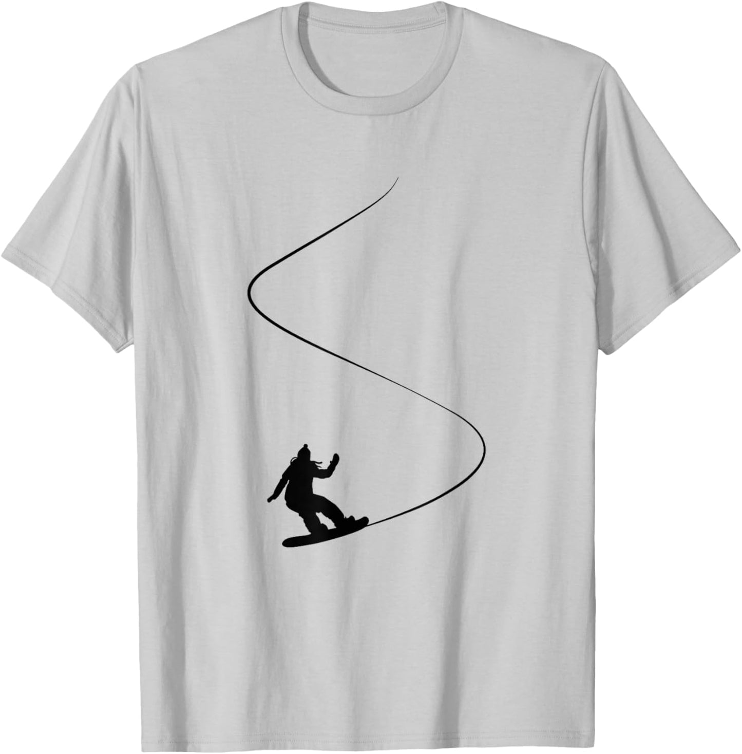 Drawn Simple Snowboard Girl T-Shirt - T-Shirt | Ash