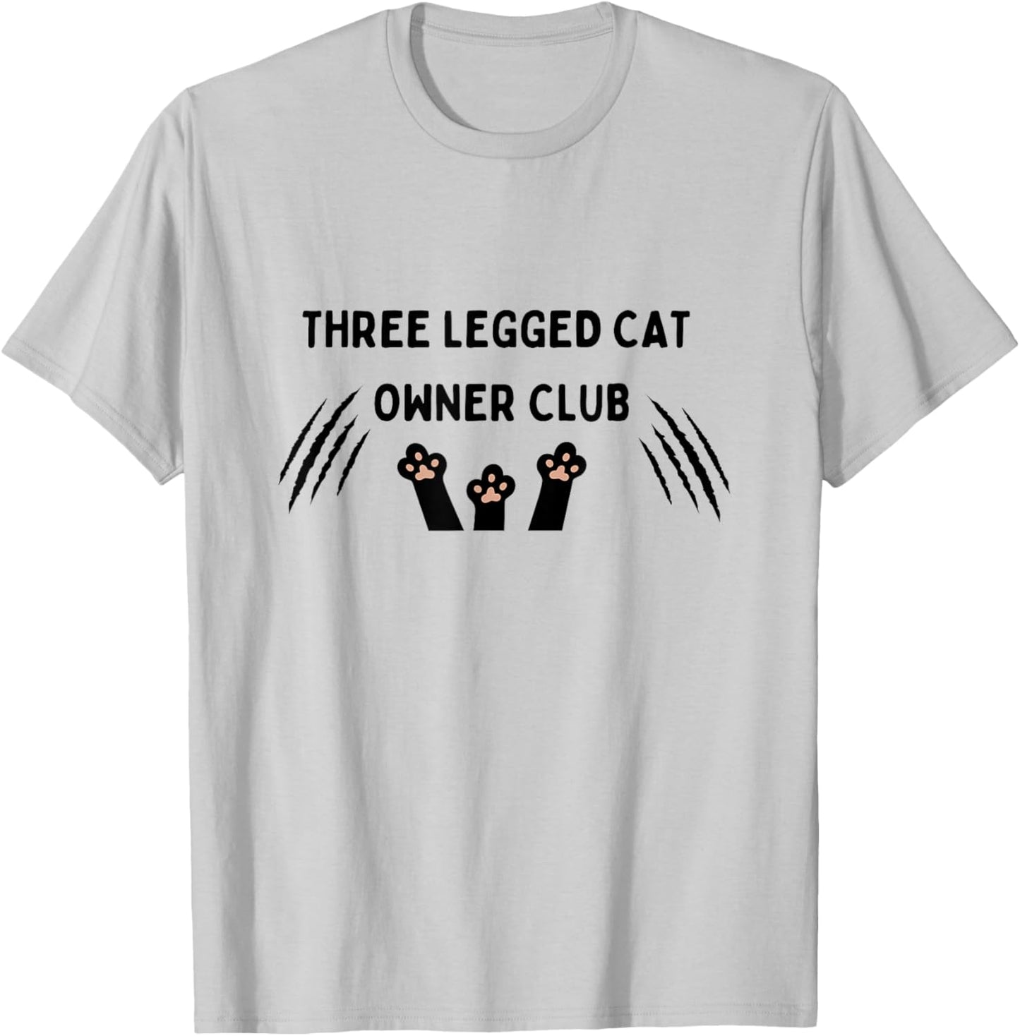 Moon Monkey And Bear -Adults, -Kids Three Legged Cat Owner Club Modern Cat Letter Print White Short Sleeve T-Shirt - T-Shirt | Ash