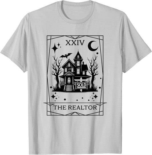The Realtor Tarot Card Funny Halloween Real Estate Goth T-Shirt - T-Shirt | Ash