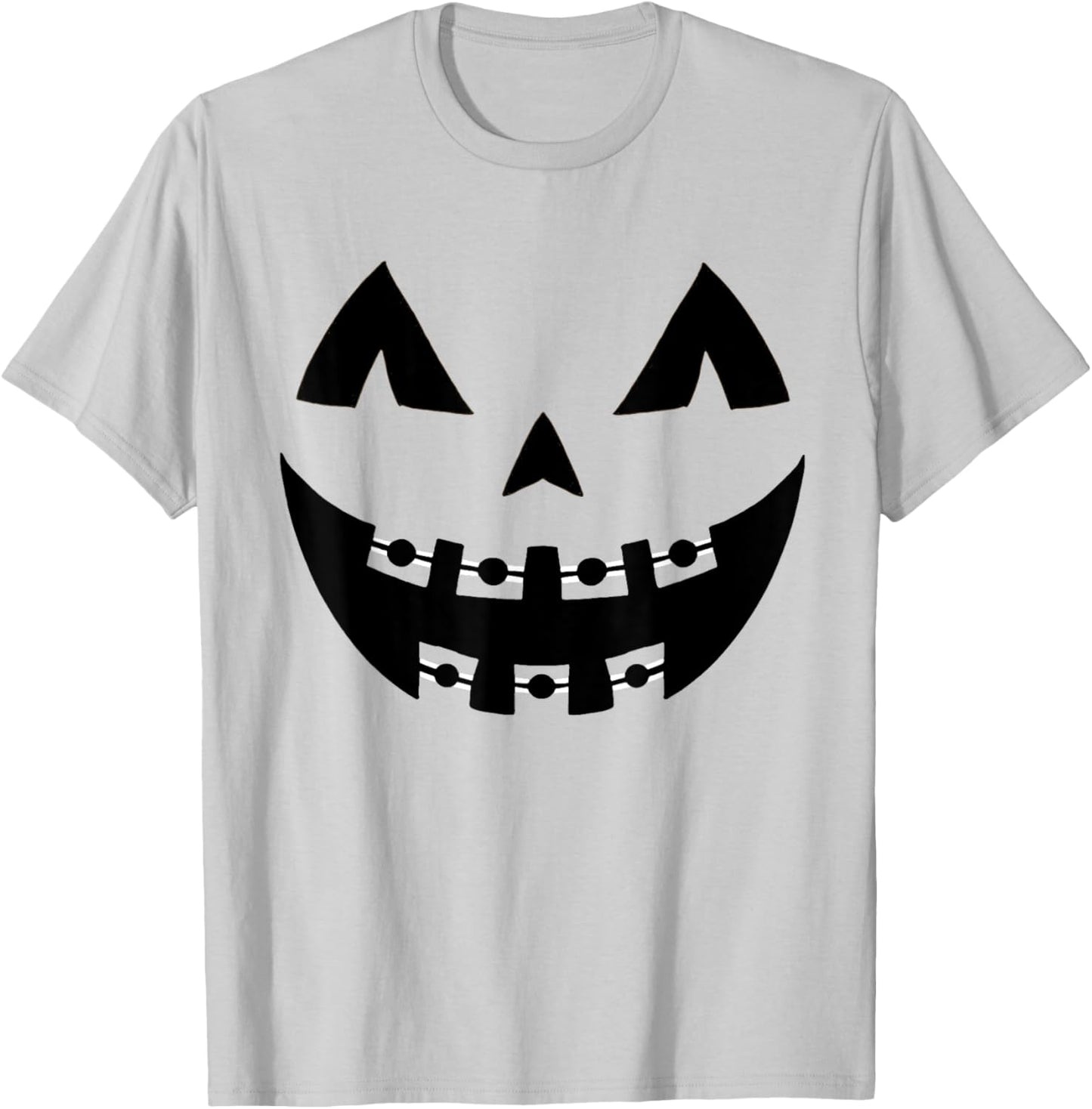 Halloween Jack O Lantern Face Pumpkin Braces Orthodontics T-Shirt - T-Shirt | Ash