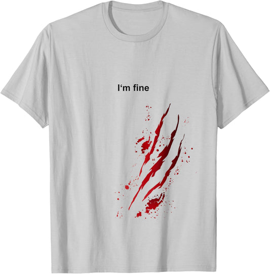 I'm Fine Bloody Halloween Zombie Scratcher Funny Horror T-Shirt - T-Shirt | Ash