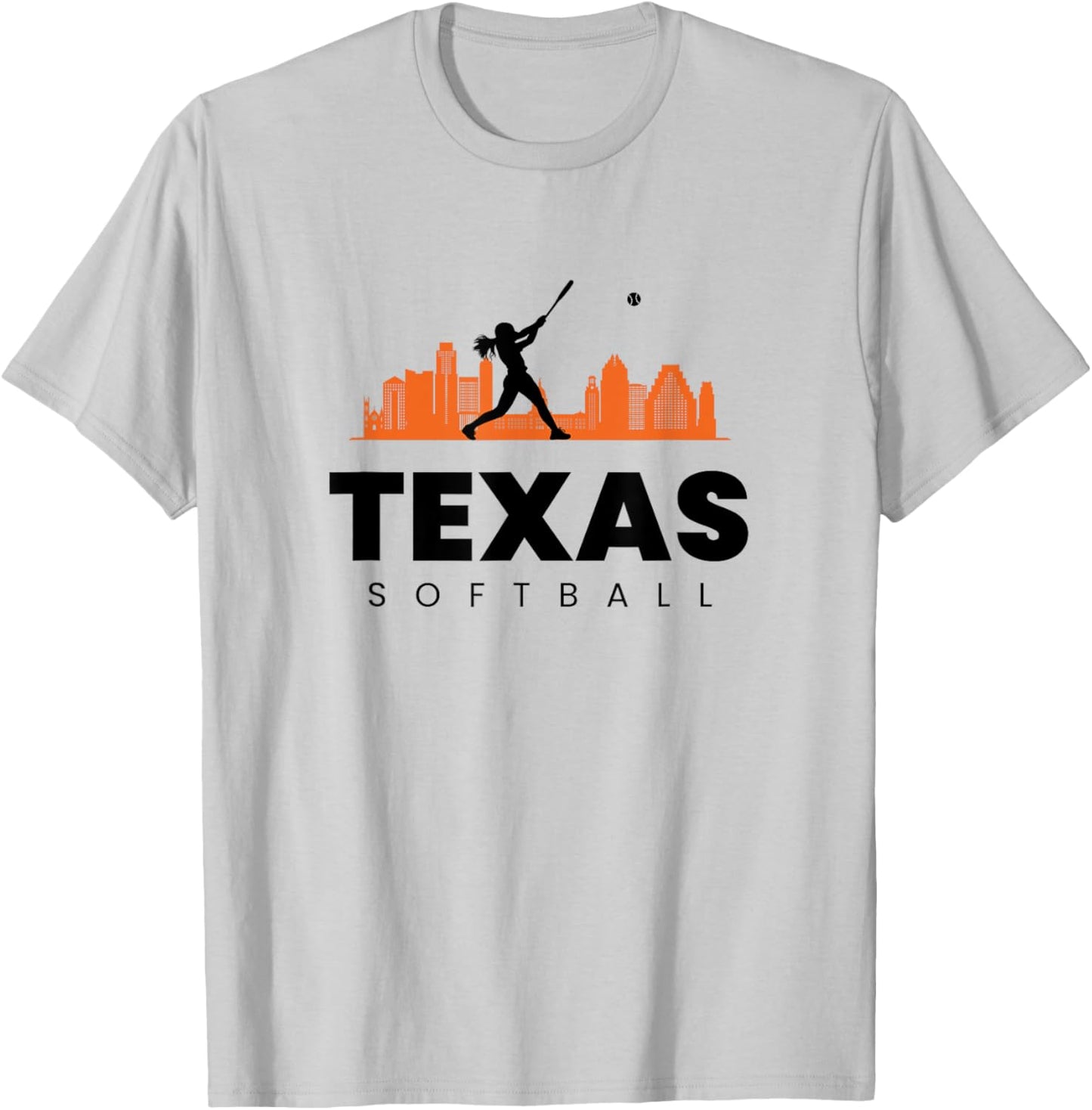 Texas Softball Vintage Minimalist City Retro Softball Lover T-Shirt - T-Shirt | Ash