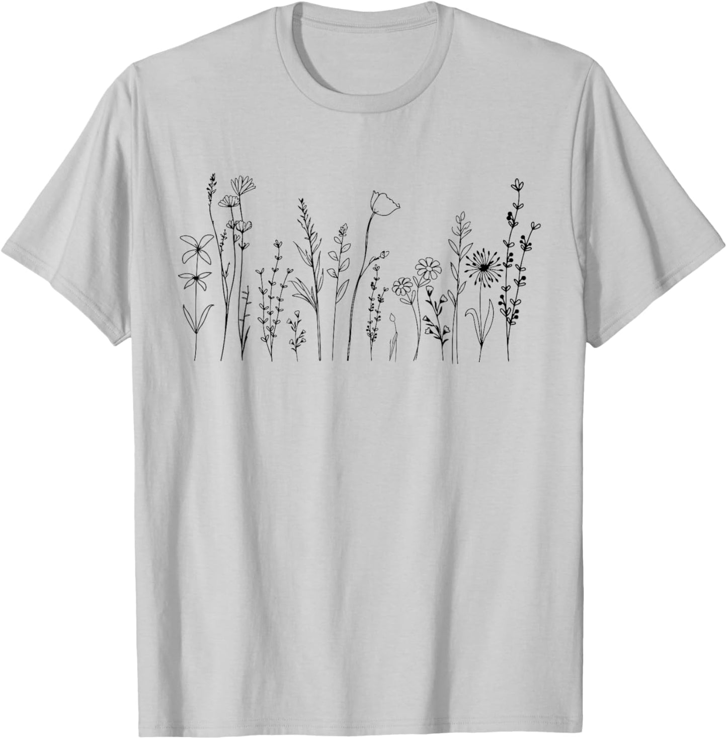 Vintage Flower Graphic Wildflower Floral Gardening T-Shirt - T-Shirt | Ash