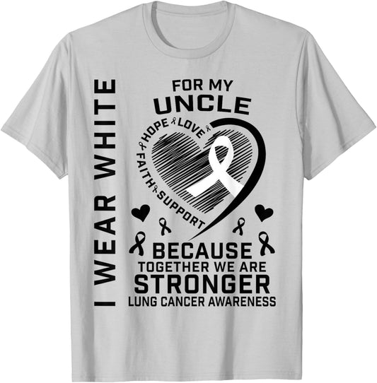 I Wear White For My Uncle Lung Cancer Awareness Shirts T-Shirt - T-Shirt | Ash