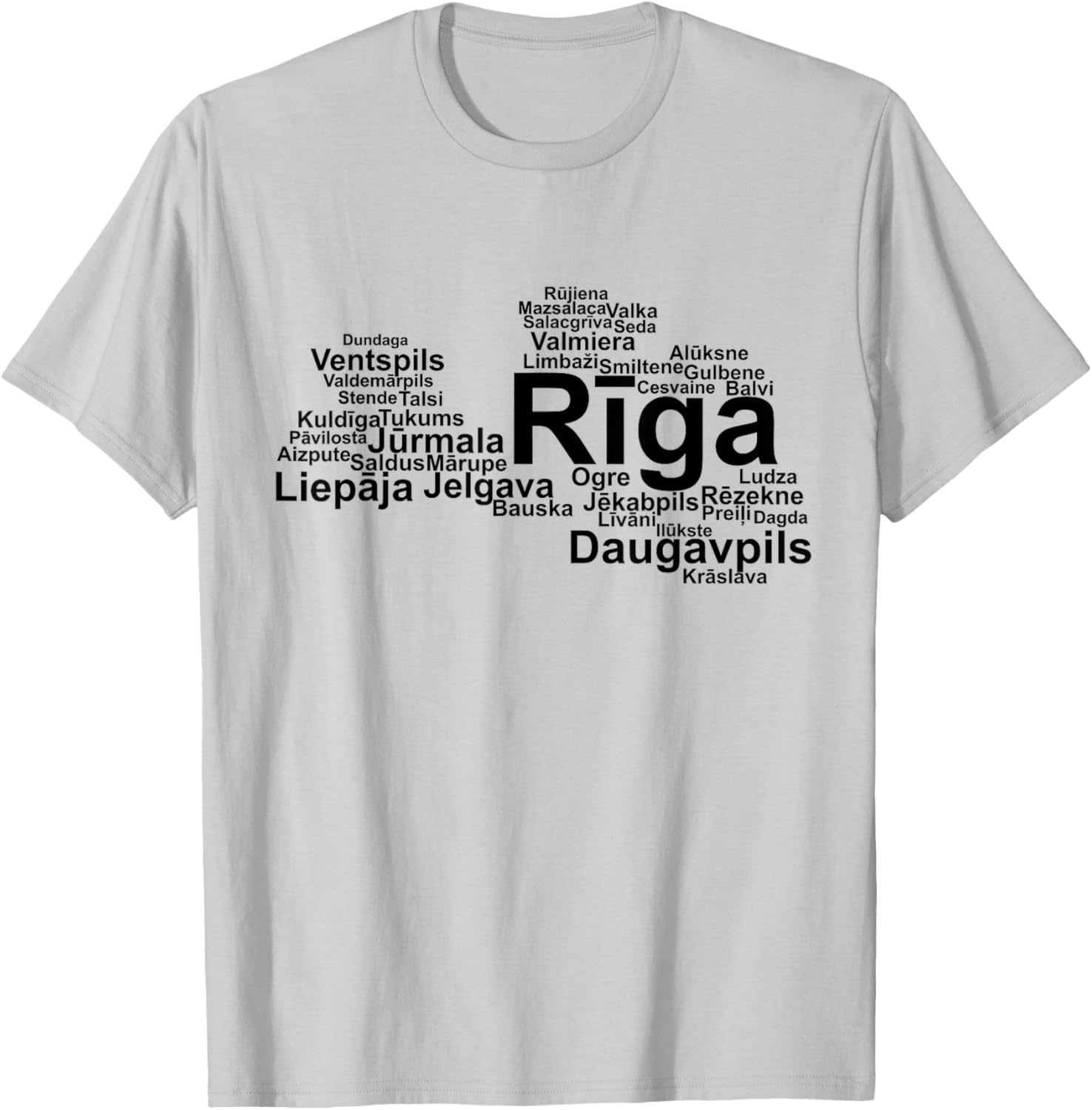 Latvian Towns, Latvia Pride, Latvia Outline, Latvia T-Shirt - T-Shirt | Ash