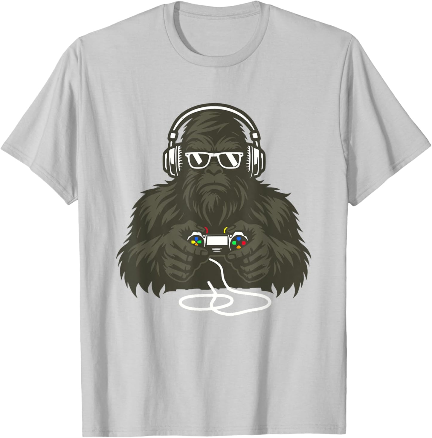 Sasquatch Bigfoot Video Gamer Retro Gaming Men Boys Teens T-Shirt - T-Shirt | Ash