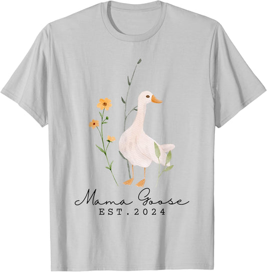 Mama Goose est 2024 Funny Silly Goose Mom est. 2024 T-Shirt - T-Shirt | Ash