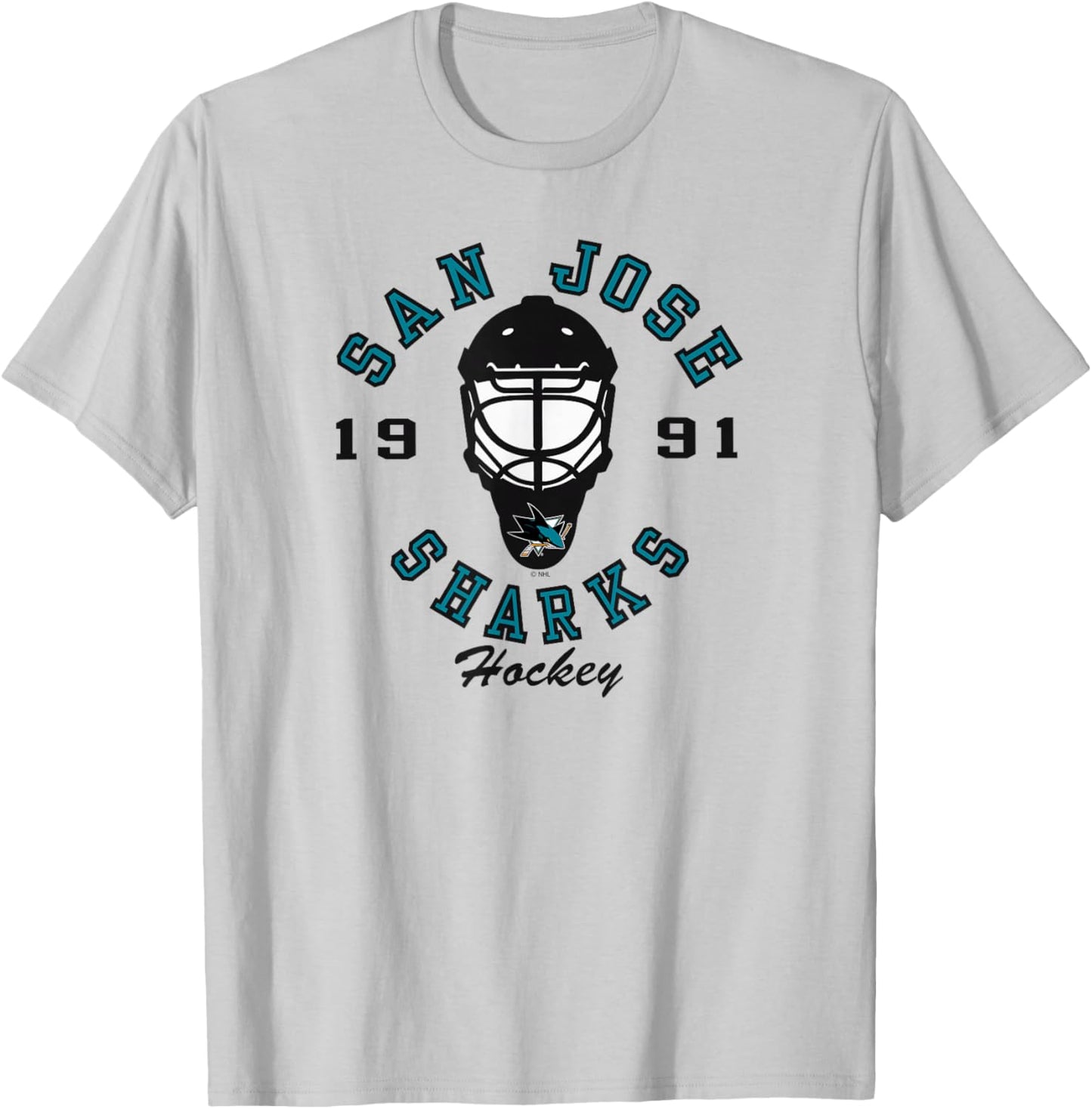 San Jose Sharks Hockey Mask Gray Officially Licensed T-Shirt - T-Shirt | Ash
