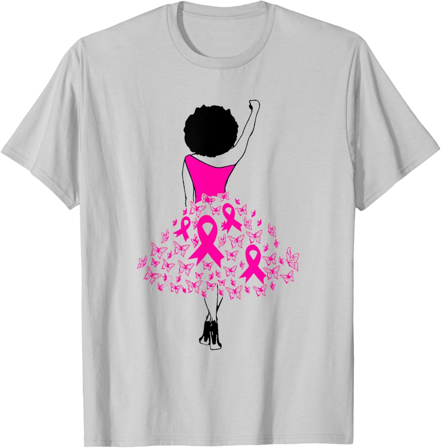 Fight Breast Cancer Warrior Pink Ribbon Women T-Shirt - T-Shirt | Ash