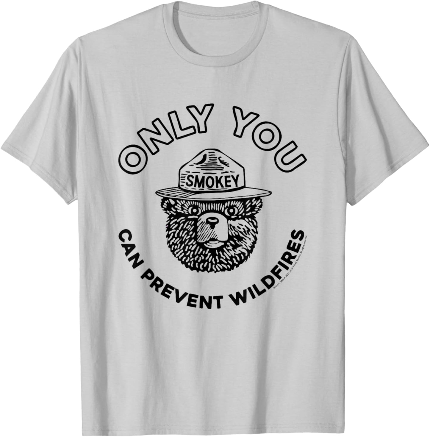 Smokey Bear Only You Can Prevent Forest Fires Minimal Logo T-Shirt - T-Shirt | Ash