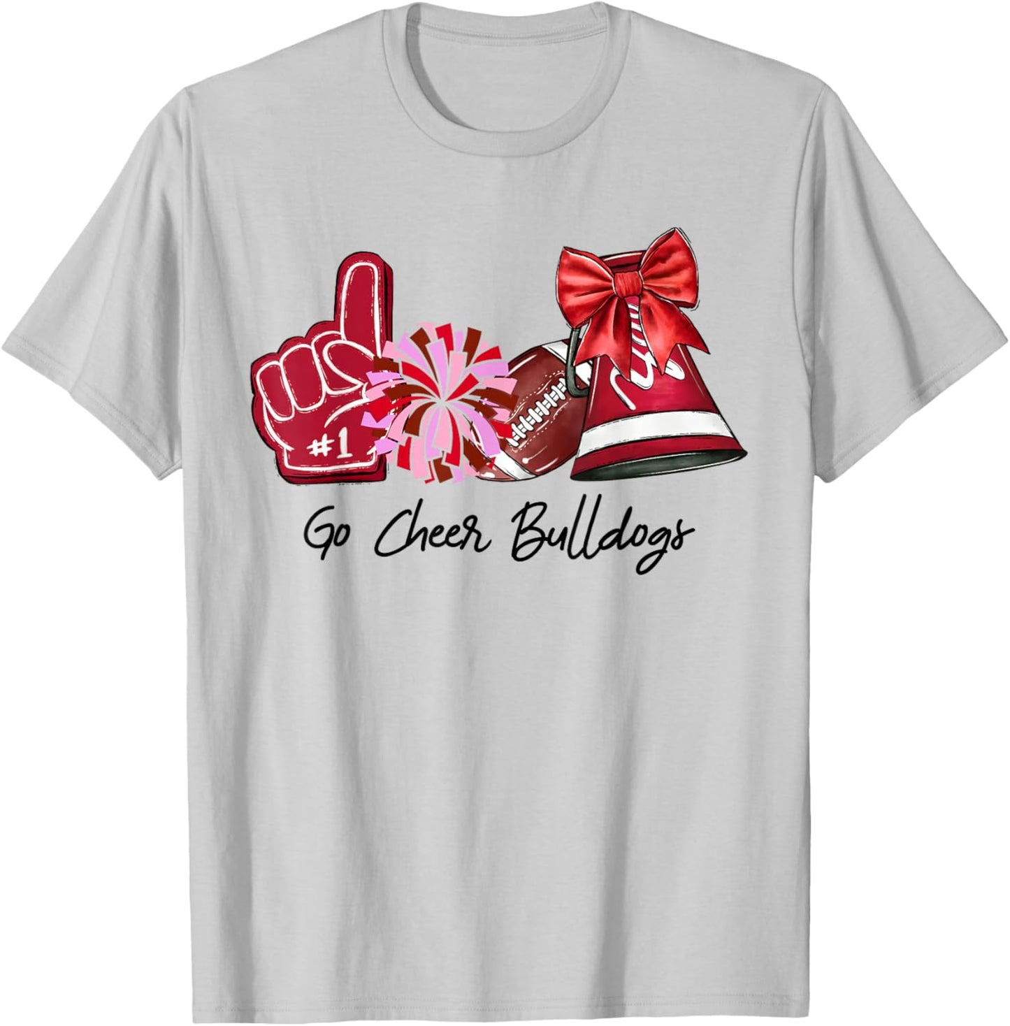 Go Cheer Bulldogs Sports Name Gifts Men Women Boy Girl T-Shirt - T-Shirt | Ash
