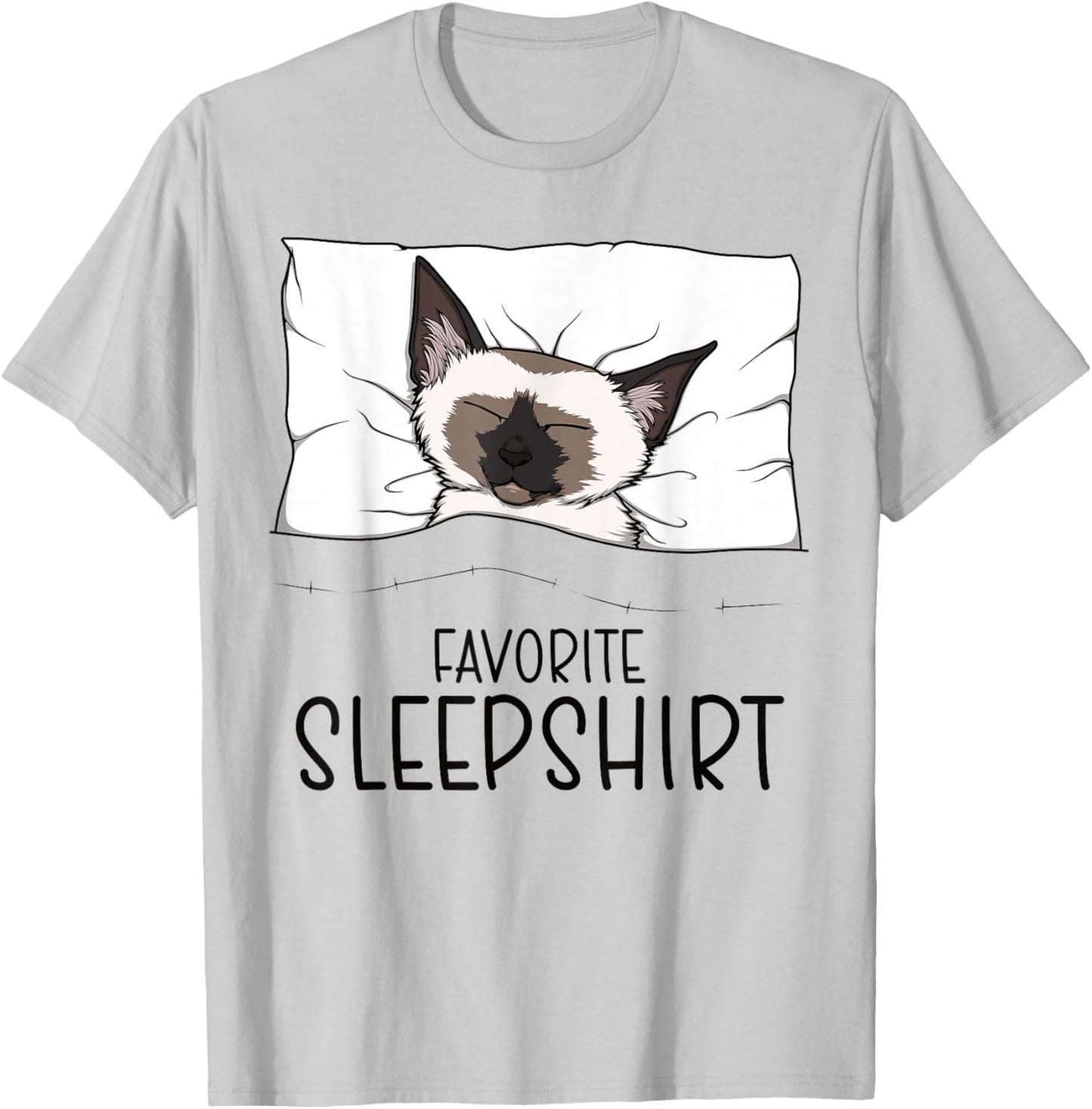 Favorite Sleepshirt Siamese Cat, Napping Meezer T-Shirt - T-Shirt | Ash