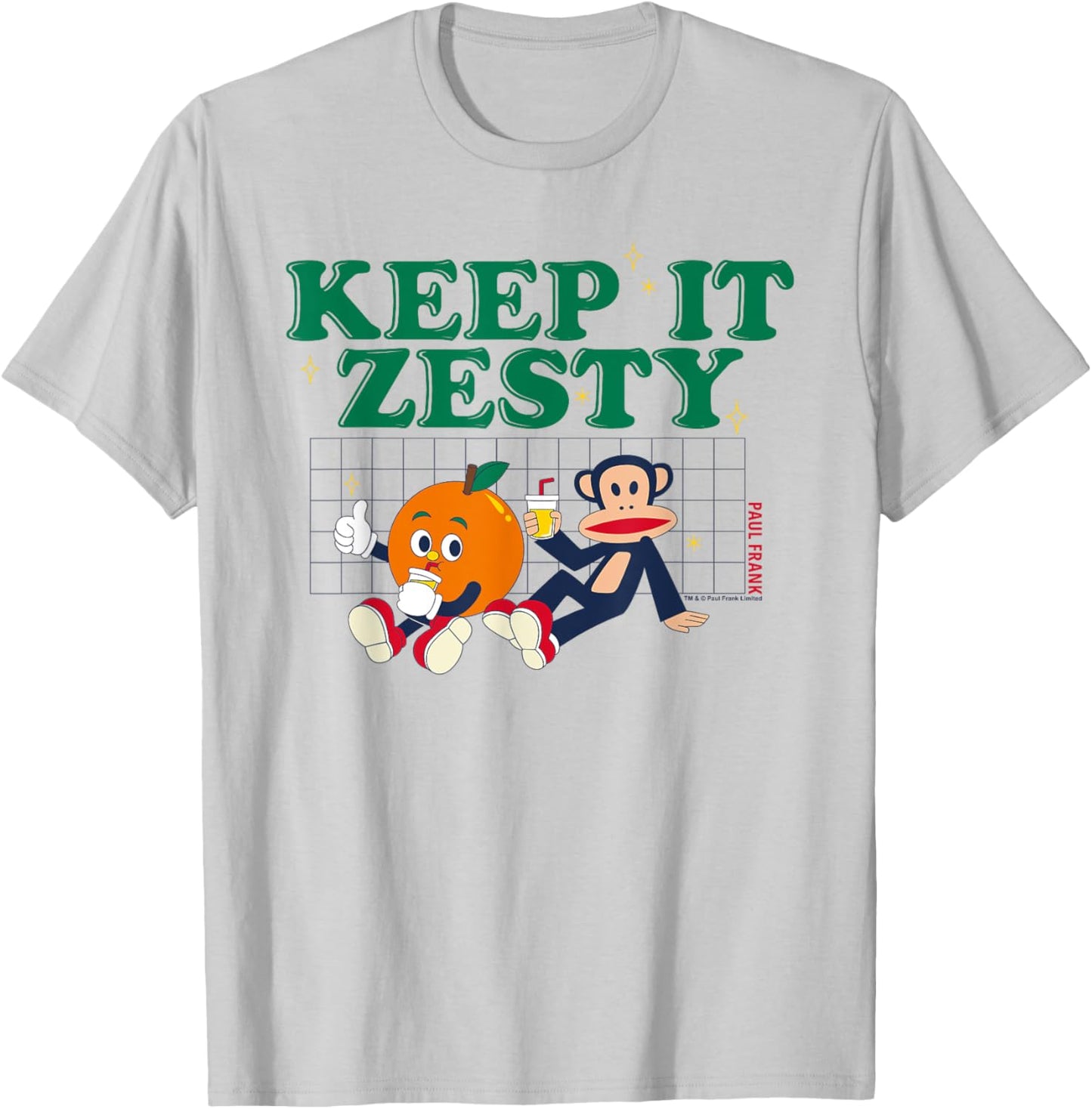 Paul Frank Keep It Zesty Orange Lemon Julius Monkey T-Shirt - T-Shirt | Ash