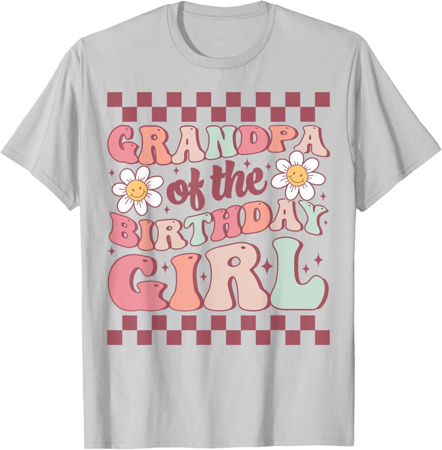 Grandpa of The Birthday Girl Family Groovy Birthday Party T-Shirt - T-Shirt | Ash