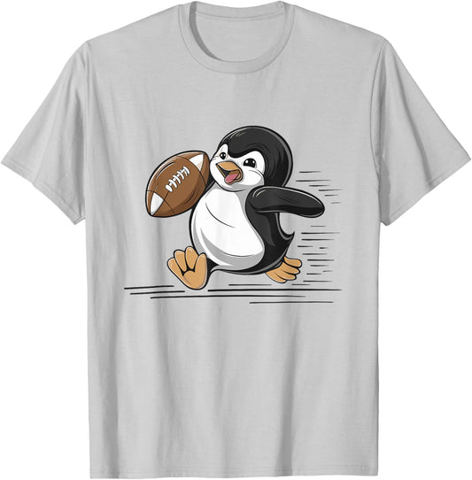 Penguin Playing Football Player Sports T-Shirt - T-Shirt | Ash
