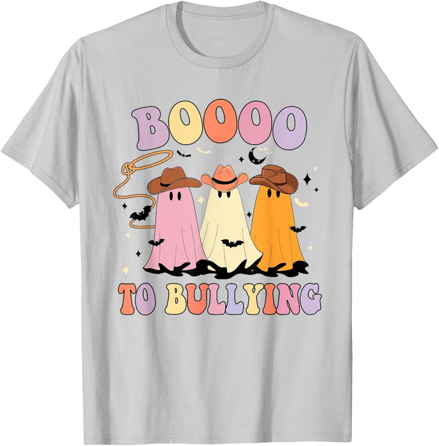 Boo To Bullying Cowboy Anti Bullying Ghost Unity Day Orange T-Shirt - T-Shirt | Ash