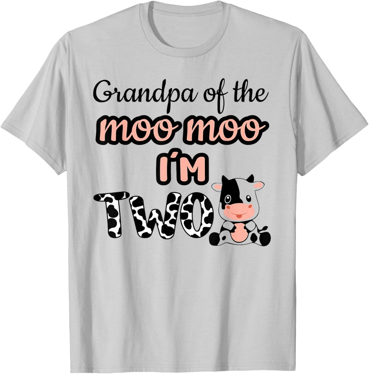 Grandpa of the Moo Moo I'm Two Cow Farm Animal 2nd Birthday T-Shirt - T-Shirt | Ash