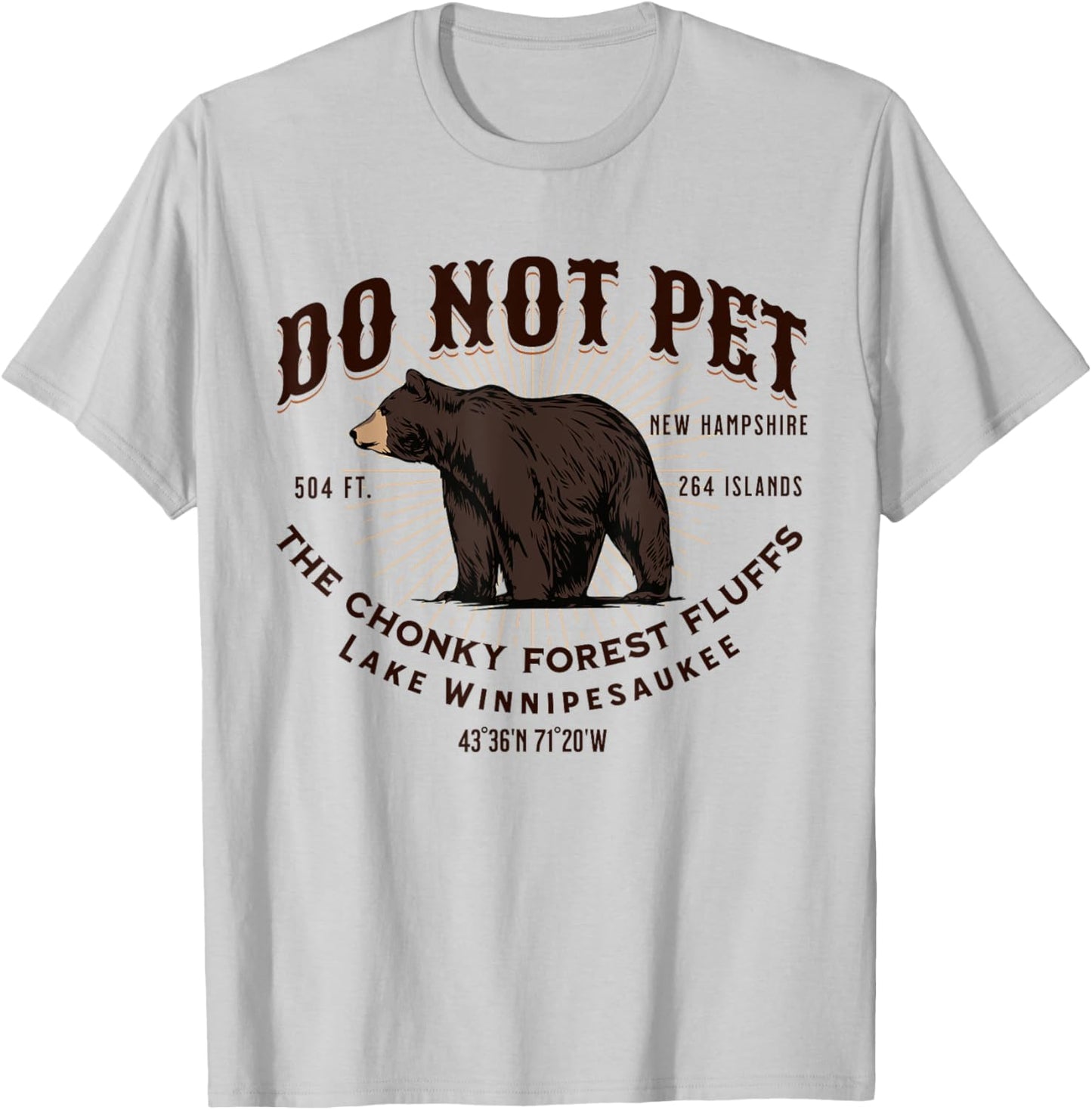 Lake Winnipesaukee New Hampshire Black Bear Funny Souvenir T-Shirt - T-Shirt | Ash