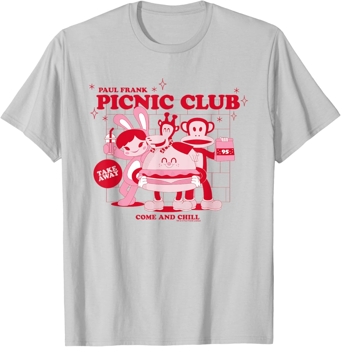Paul Frank Diner Picnic Club Takeaway Julius Monkey & Co T-Shirt - T-Shirt | Ash