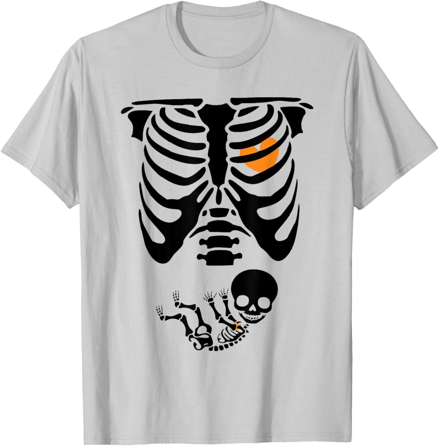 Skeleton Pregnancy Halloween Spooky Mom To Be Baby Reveal T-Shirt - T-Shirt | Ash