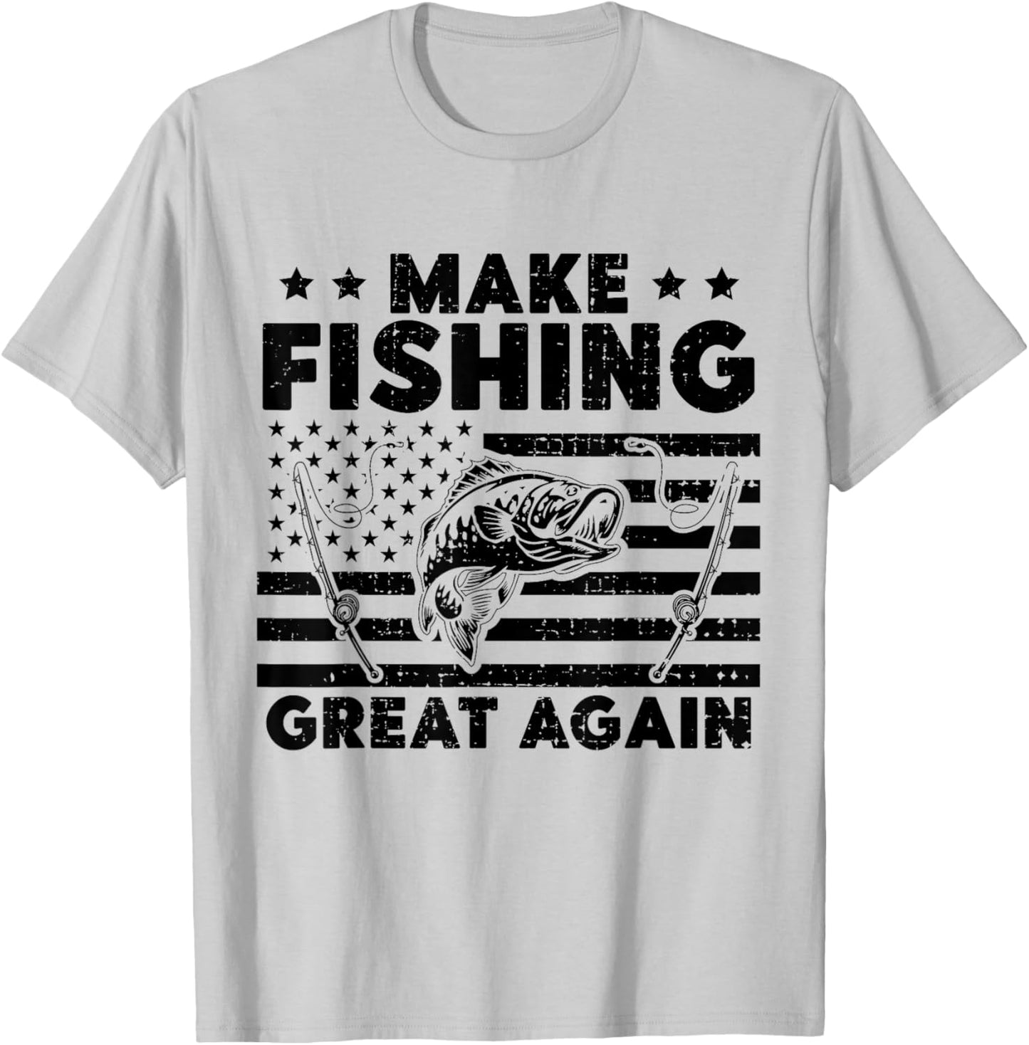 Make Fishing Great Again, Funny Fisherman Trump Gifts T-Shirt - T-Shirt | Ash