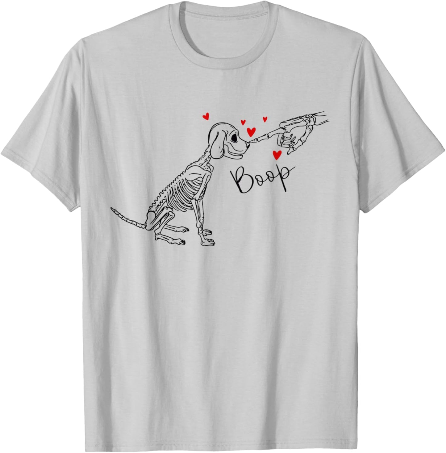 Dog Skeleton Boop Dog Funny Halloween Girl Men Women T-Shirt - T-Shirt | Ash