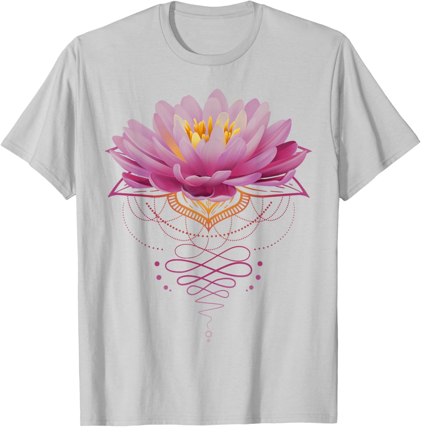 Spiritual Lotus Flower Unalome Zen Meditation Yoga Lovers T-Shirt - T-Shirt | Ash